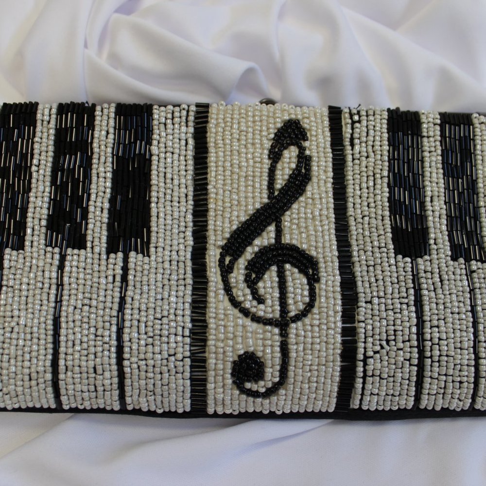 Vintage Aria by Mary Frances Piano Beaded Clutch